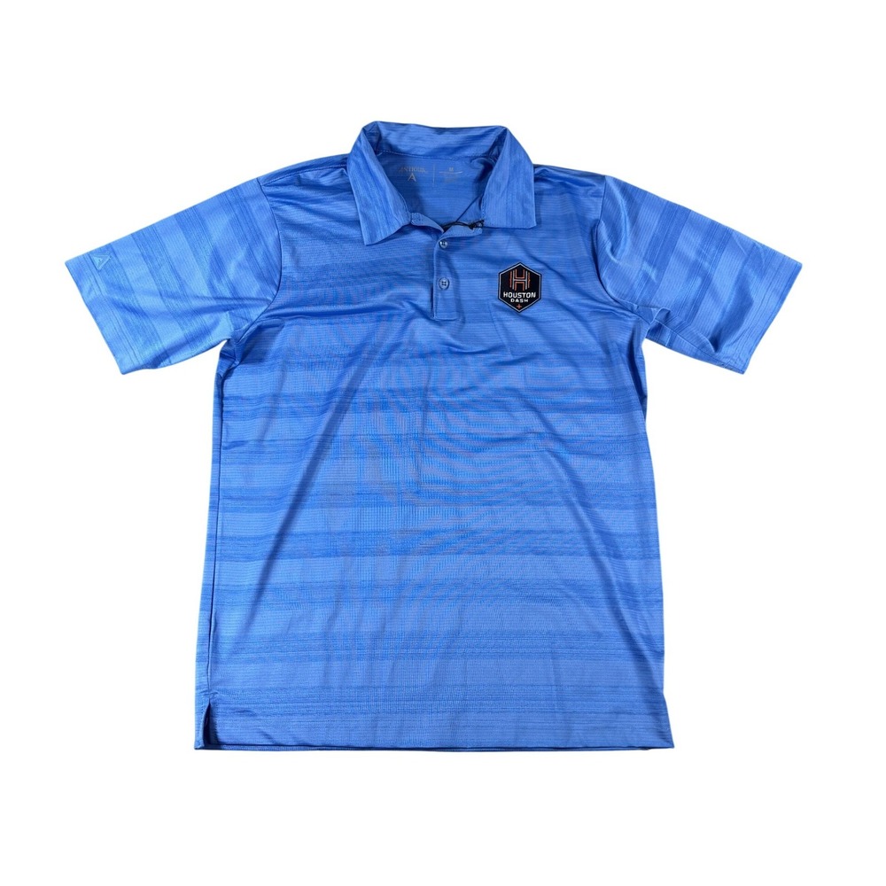 Antigua Houston Dash NWSL Compass Polo Shirt Mens Medium Blue Striped 104364 NWT